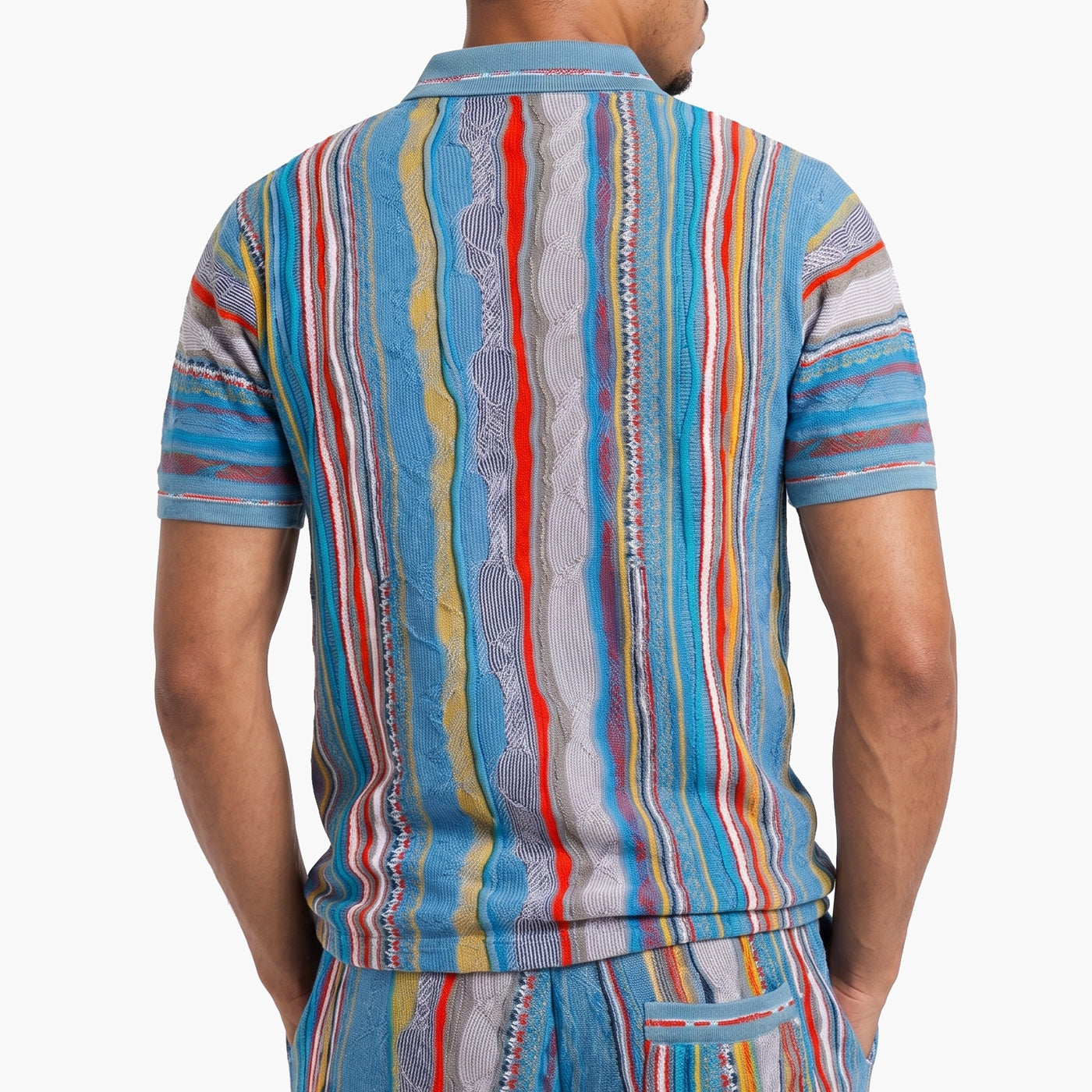 New - COOGI Light Weight Sweater Knit Polo in Gray and Blue