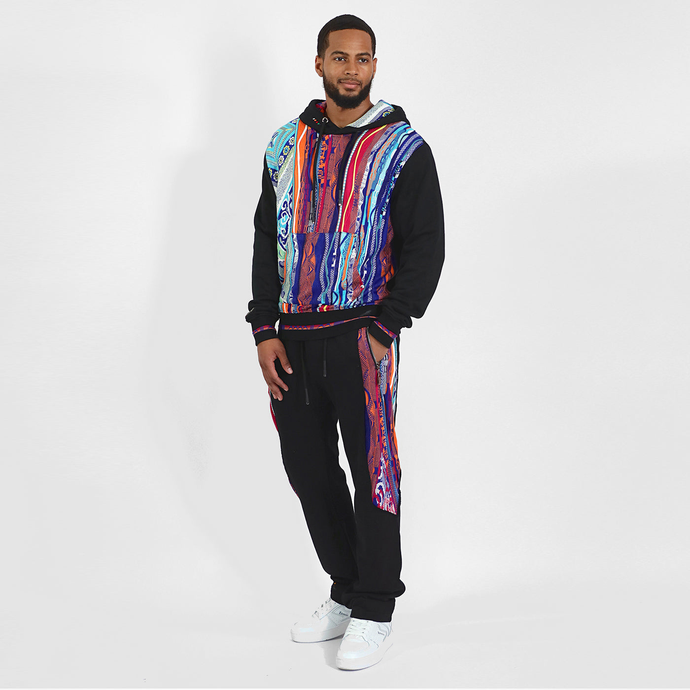 New - COOGI Sweater Pieced Fleece Hoody in Black