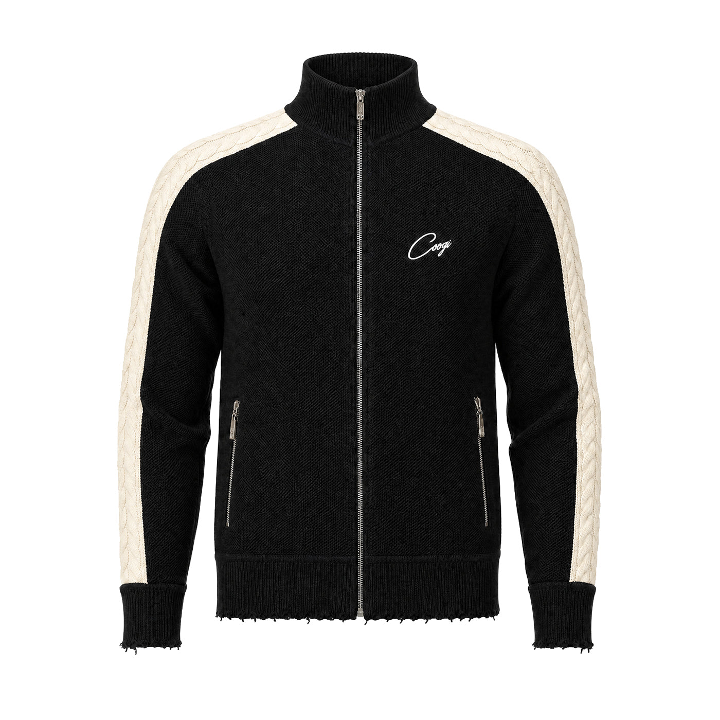 Introducing - COOGI Heavy Weight Fashion Knit Track Jacket - Black