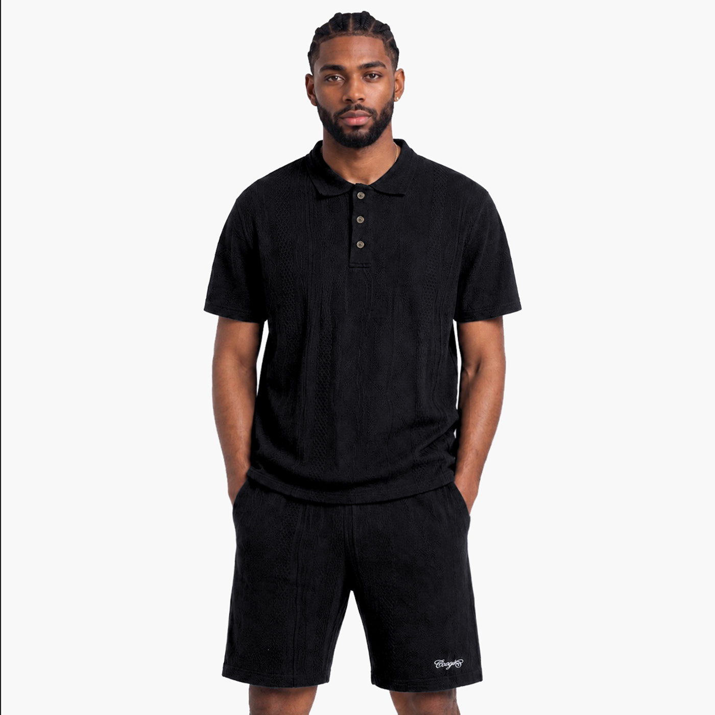 New - COOGILight Weight Sweater Knit BlackOut Polo