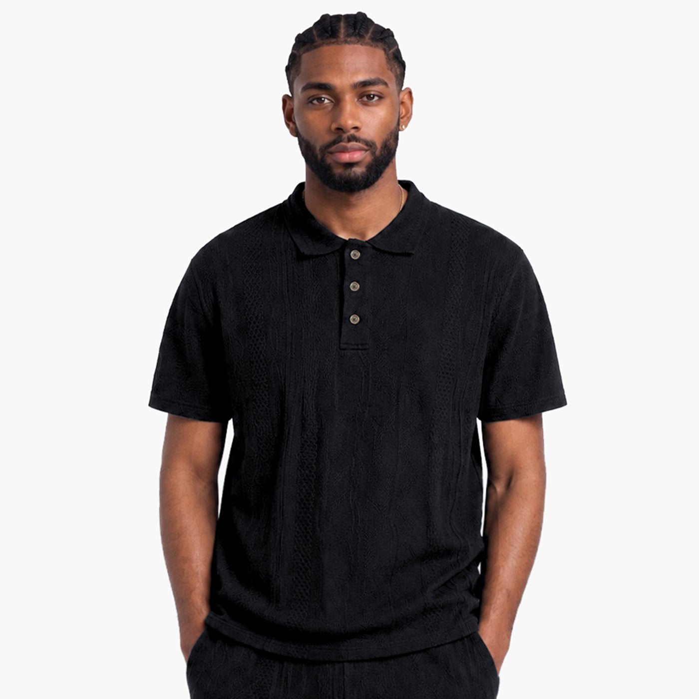 New - COOGILight Weight Sweater Knit BlackOut Polo