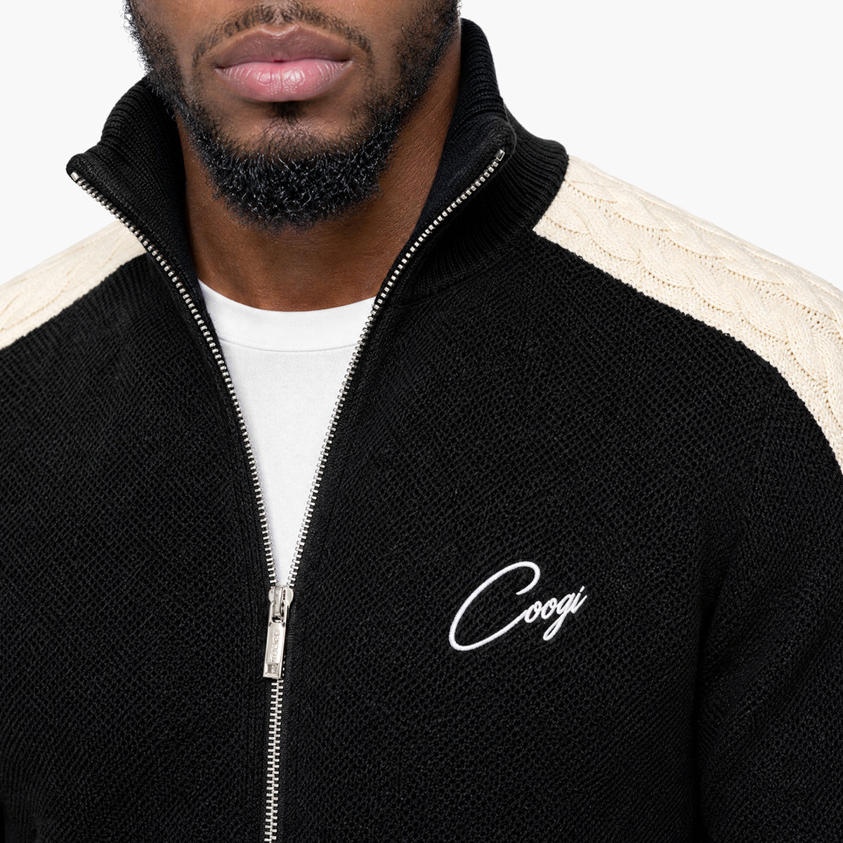 Introducing - COOGI Heavy Weight Fashion Knit Track Jacket - Black