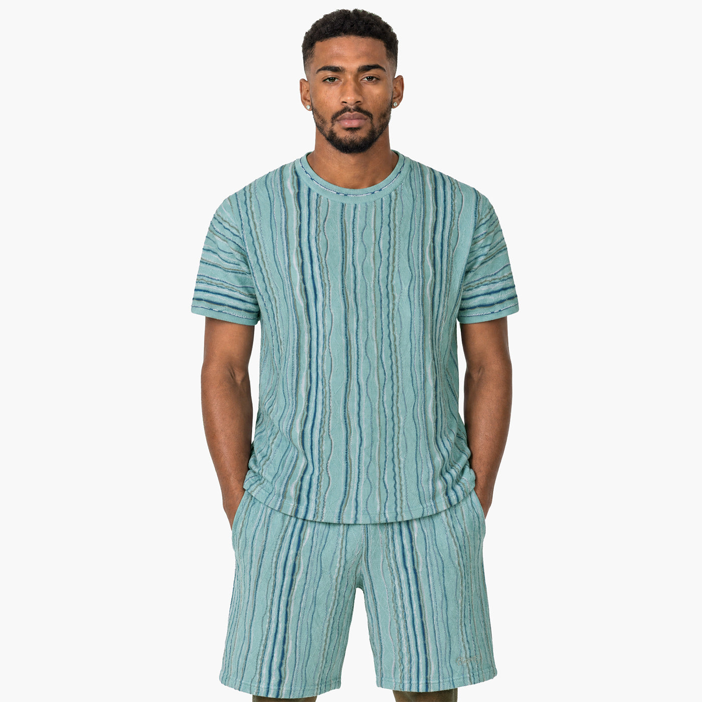 New - COOGI Light Weight Sweater Knit Tee - Blue Base