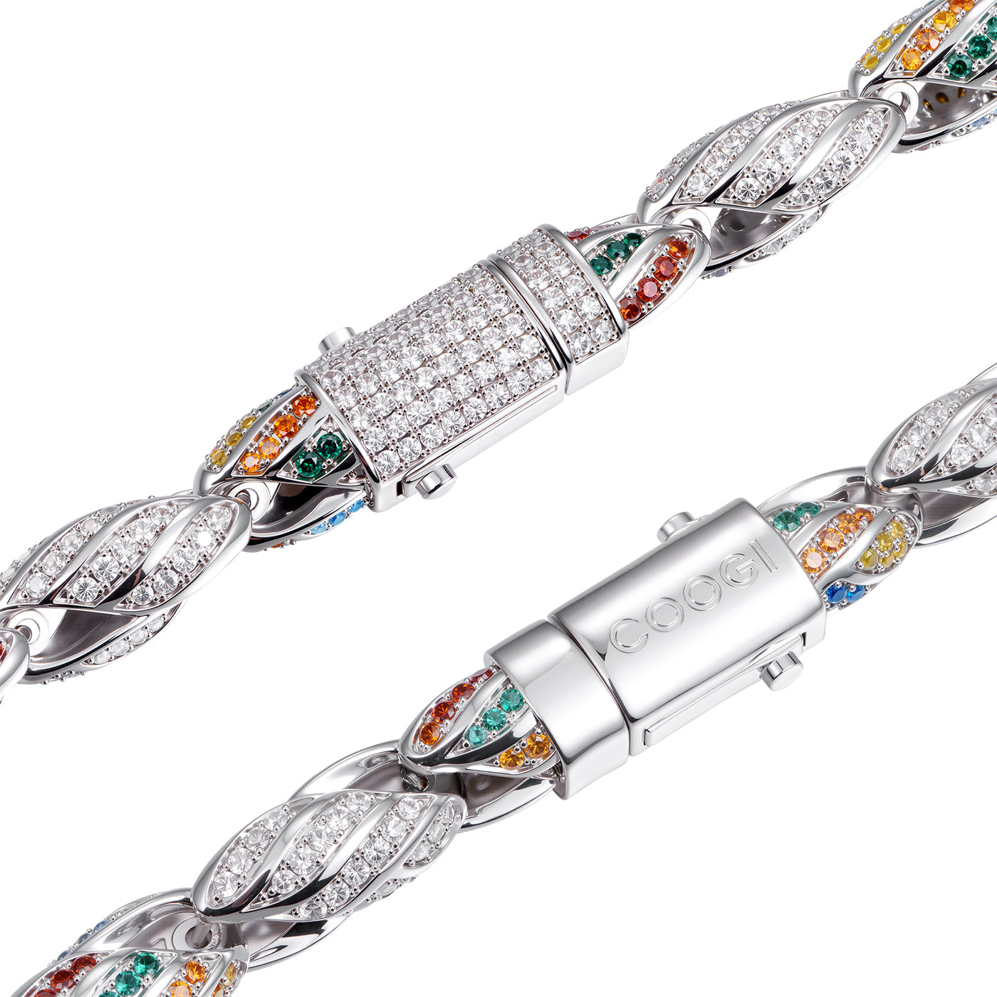 COOGI Twisted Rope Necklace "The Outback" - White Gold Plated