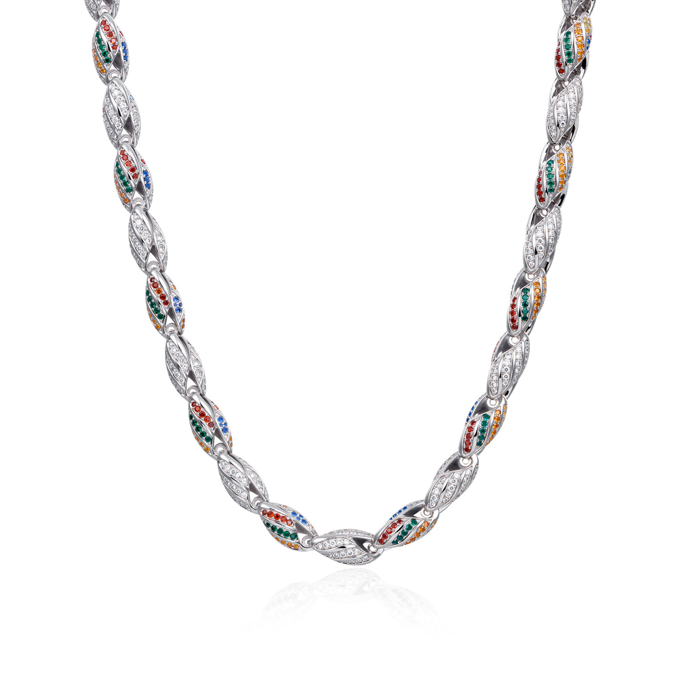 COOGI Twisted Rope Necklace - White Gold Plated