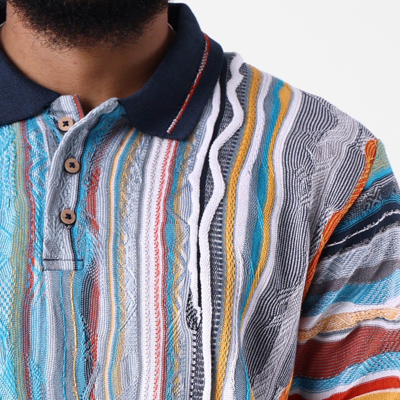New - COOGI Light Weight Sweater Knit Polo in Blue and Gray