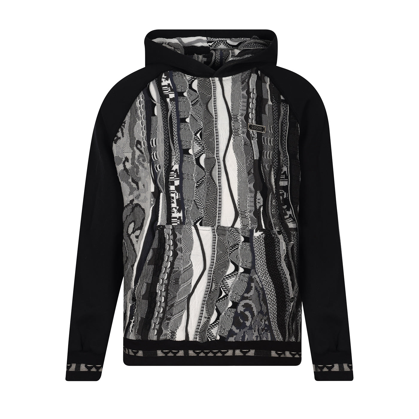 New - COOGI Sweater Pieced Fleece Hoody in Black and Gray