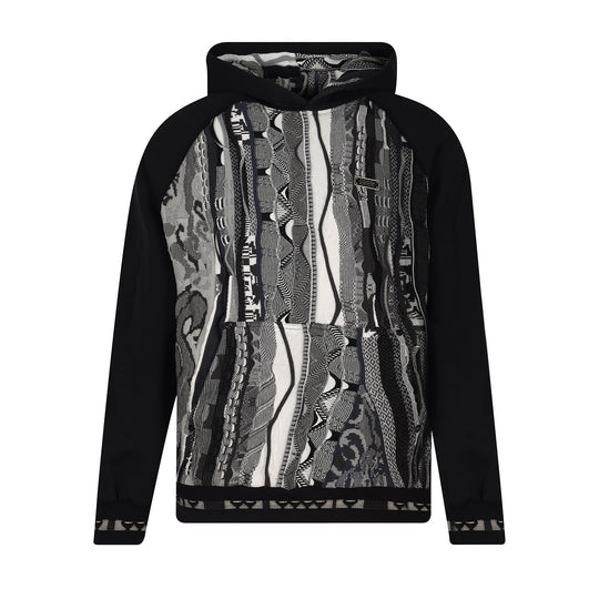 New - COOGI Sweater Pieced Fleece Hoody in Black and Gray
