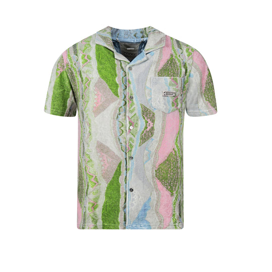 COOGI Malindi - Printed Terry Button Up Short Sleeve Top