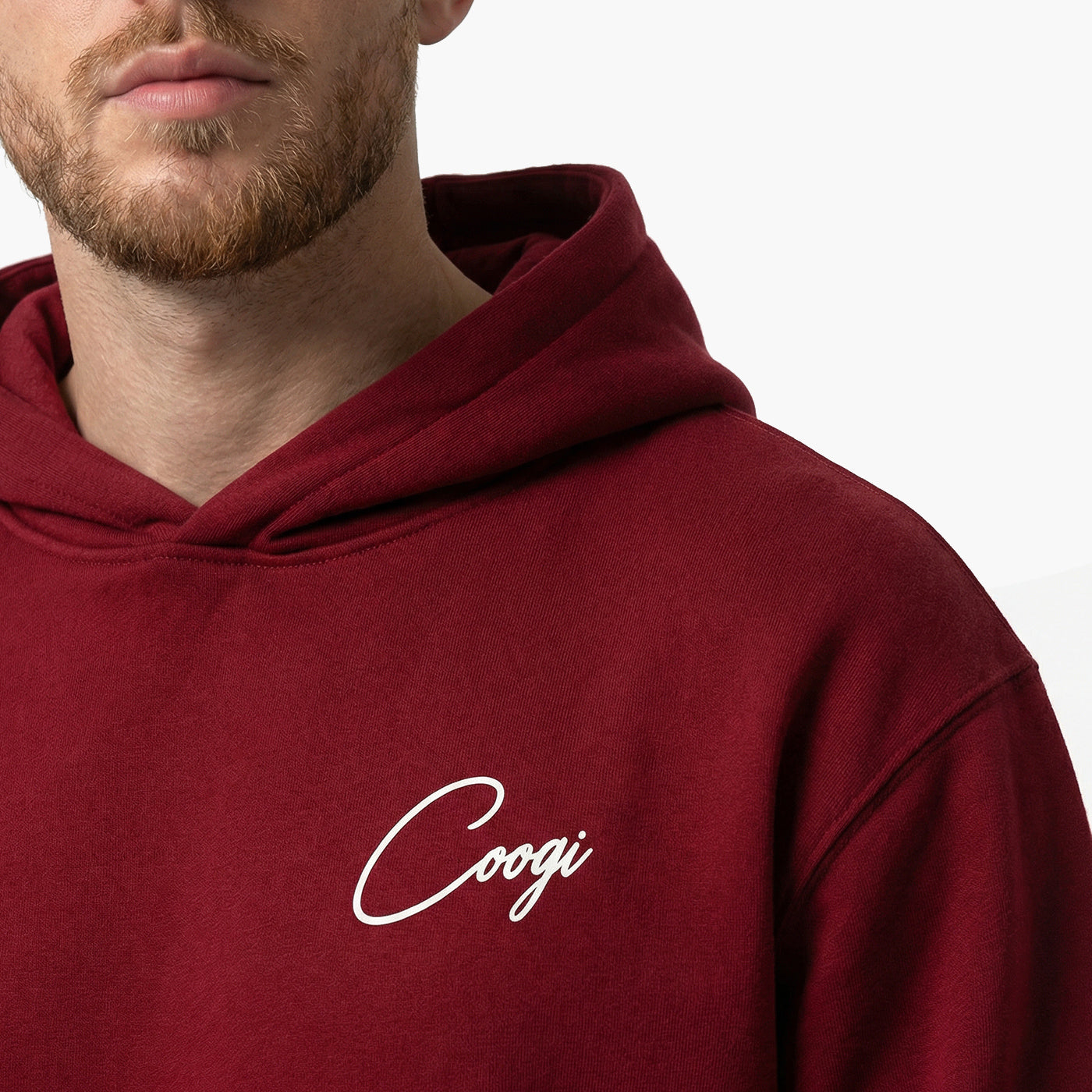 New - COOGI Script Hoody - Oversized - Crimson: COOGI Crown Reserve HeavyLuxe Fleece