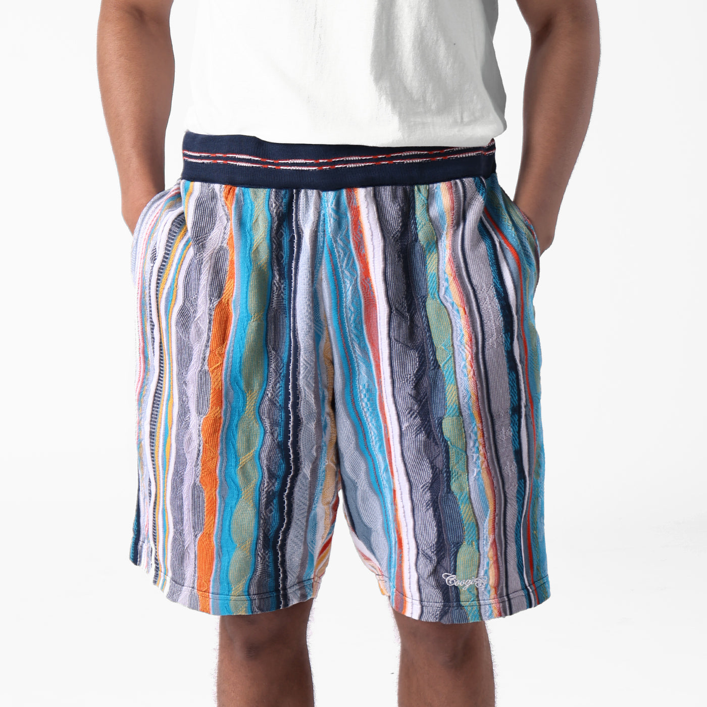 COOGI Light Weight Sweater Knit Shorts in Blue and Gray