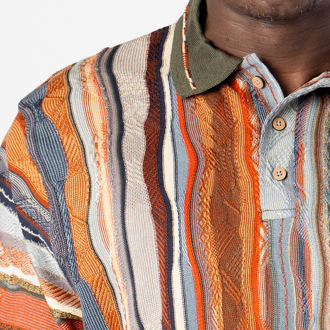New - COOGI Light Weight Sweater Knit Polo in Natural