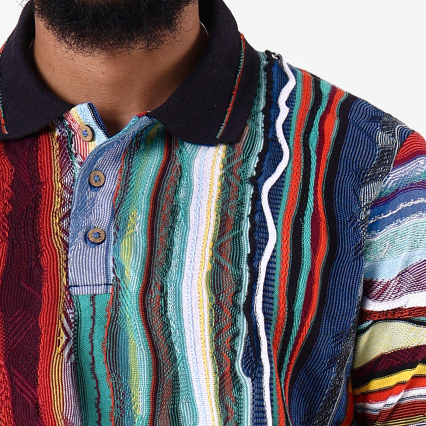 New - COOGI Light Weight Sweater Knit Polo in Jade Black