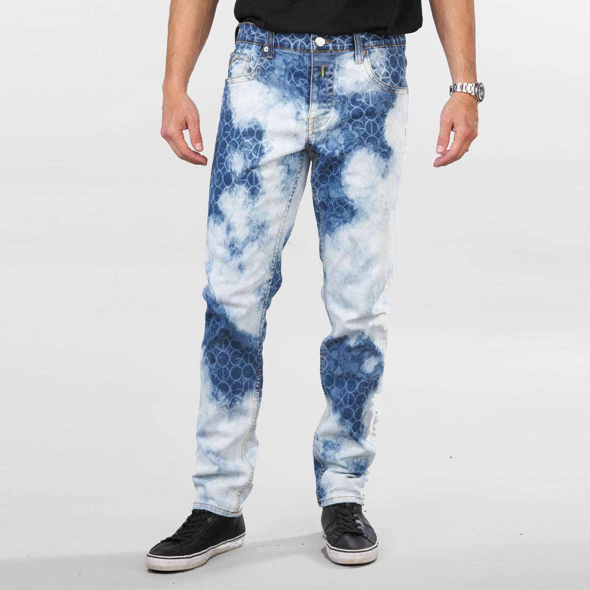 COOGI LINK (MIXED-MEDIA SWEATER PIECED) DENIM JEANS