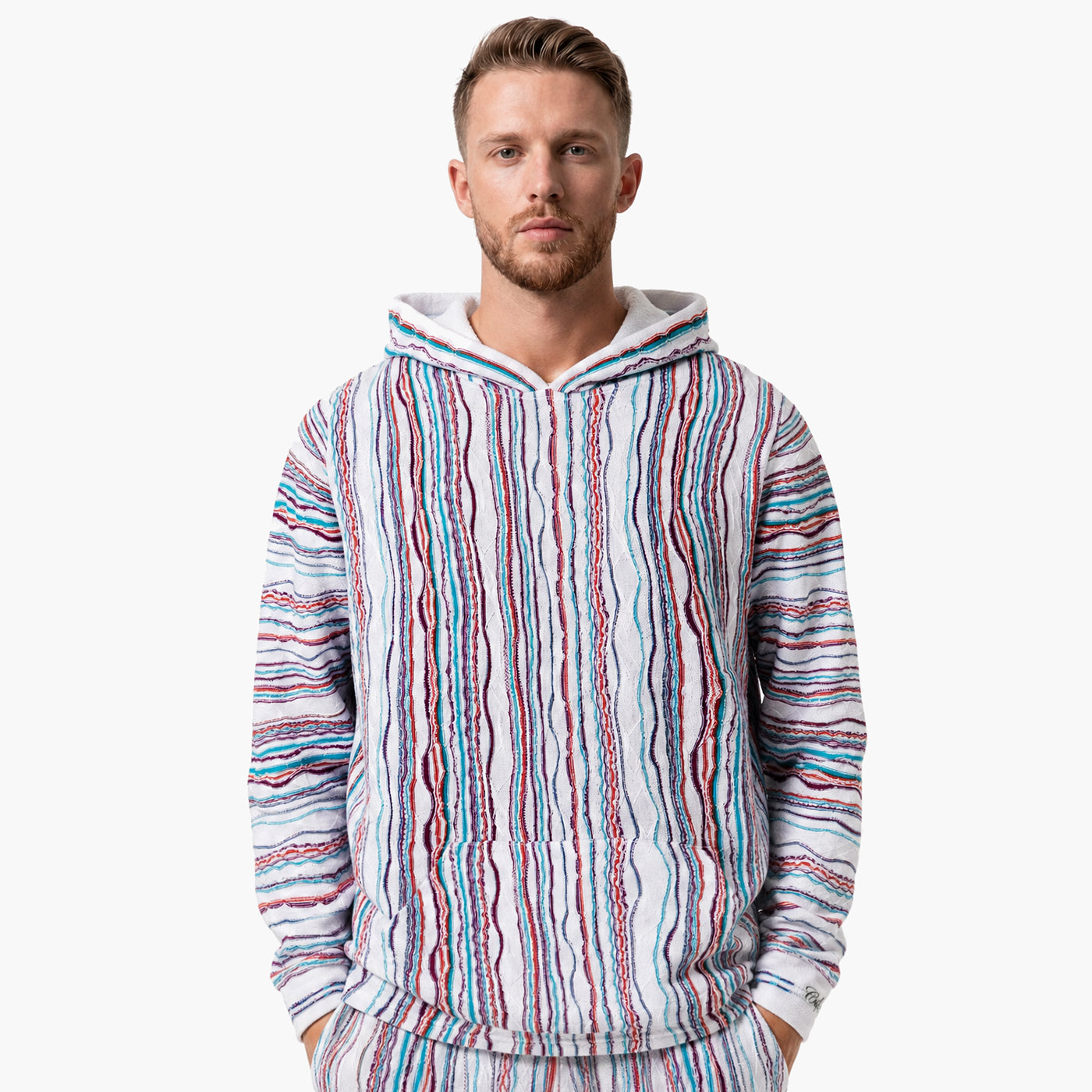 New - COOGI Light Weight Sweater Knit Hoody - White Base