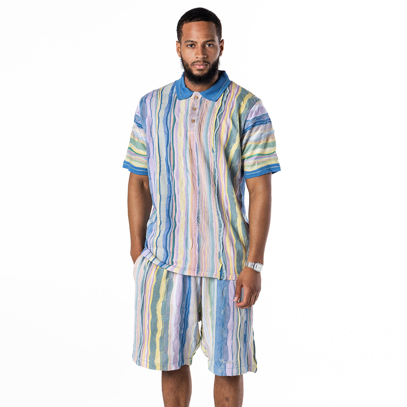 New - COOGI Light Weight Sweater Knit Polo in Pink and Blue Polo