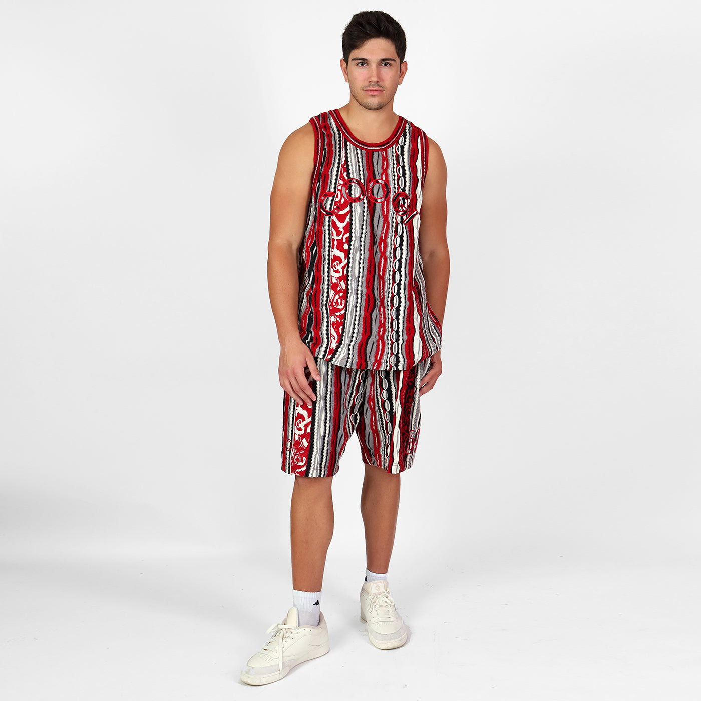 New - COOGI Red-Black Sweater Knit Basketball Shorts