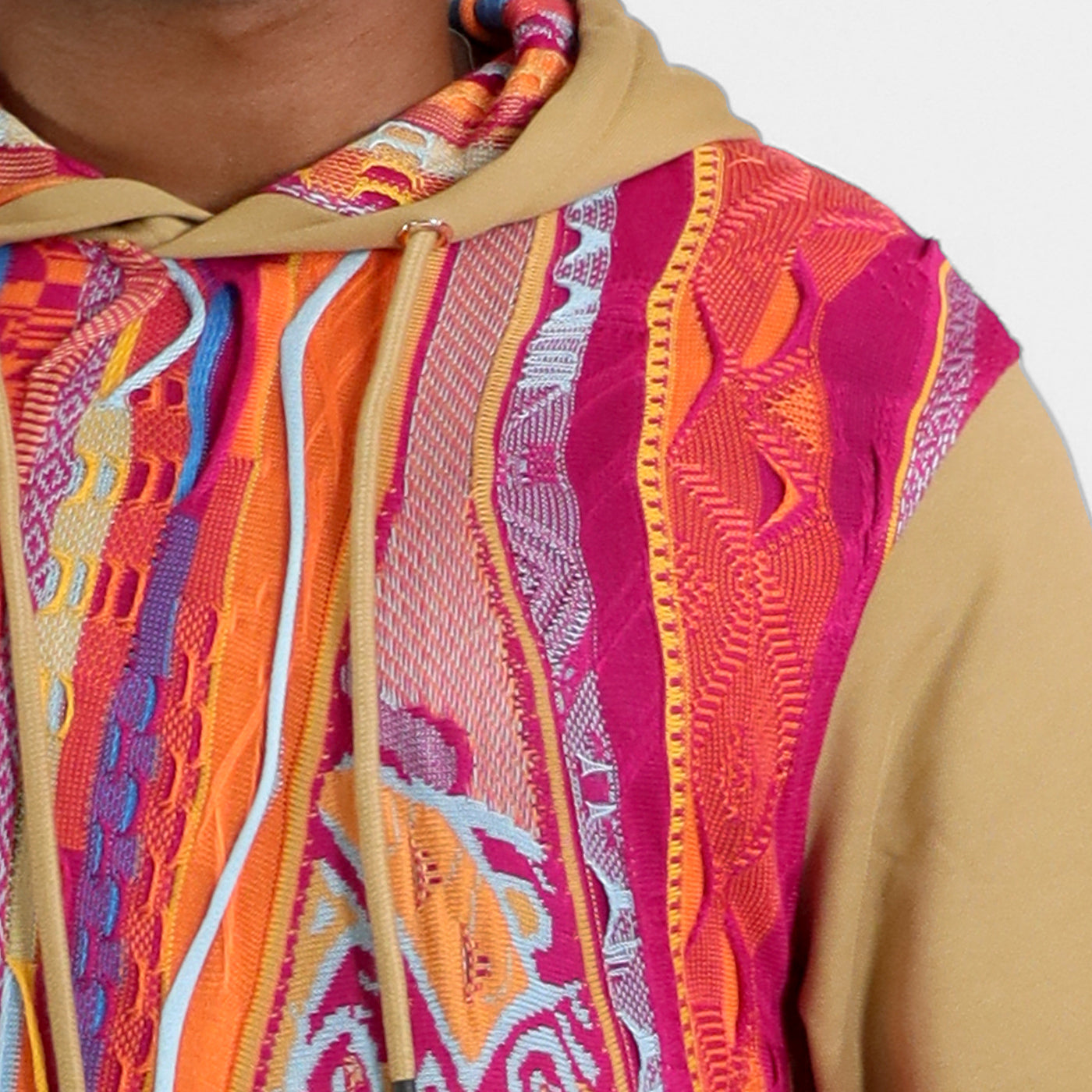 New -COOGI Sweater Pieced Hoody in Khaki