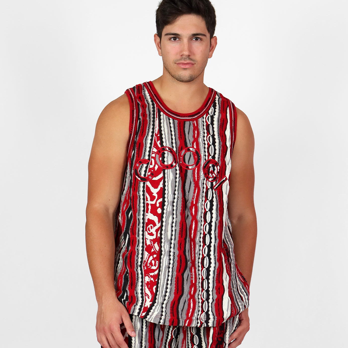 New -COOGI Red-Black Sweater Knit Basketball Jersey