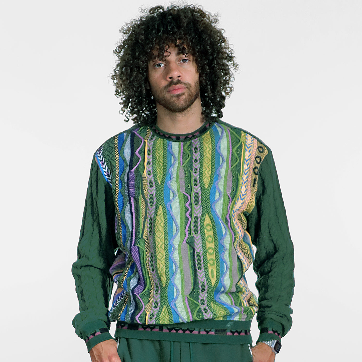 New - COOGI Cable Knit Crewneck Sweater - Green