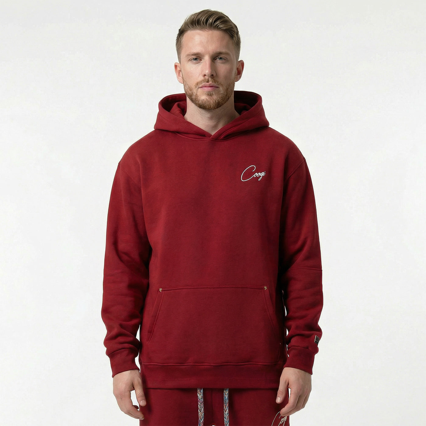 New - COOGI Script Hoody - Oversized - Crimson: COOGI Crown Reserve HeavyLuxe Fleece