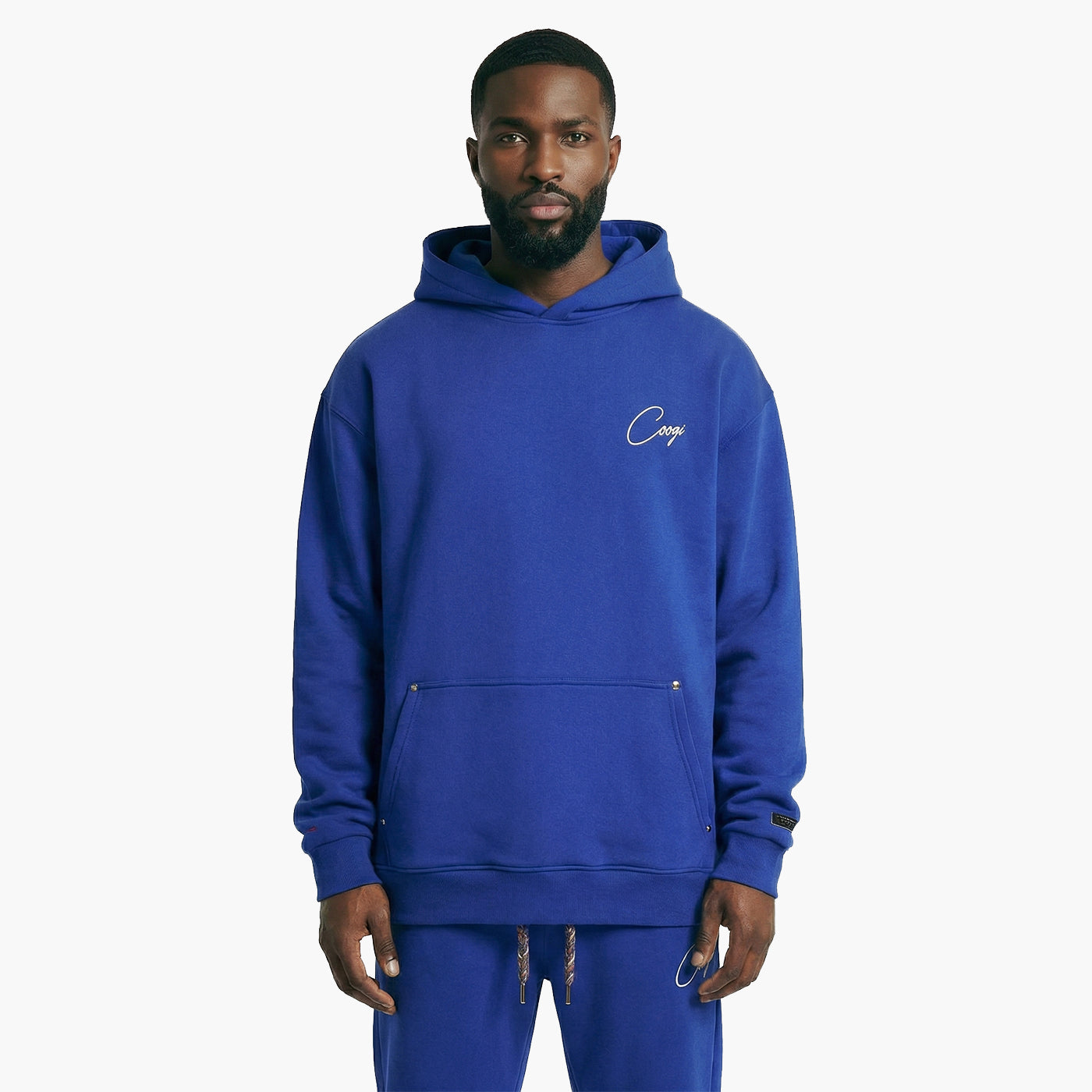 New - COOGI Script Hoody - Oversized - Royal: COOGI Crown Reserve HeavyLuxe Fleece