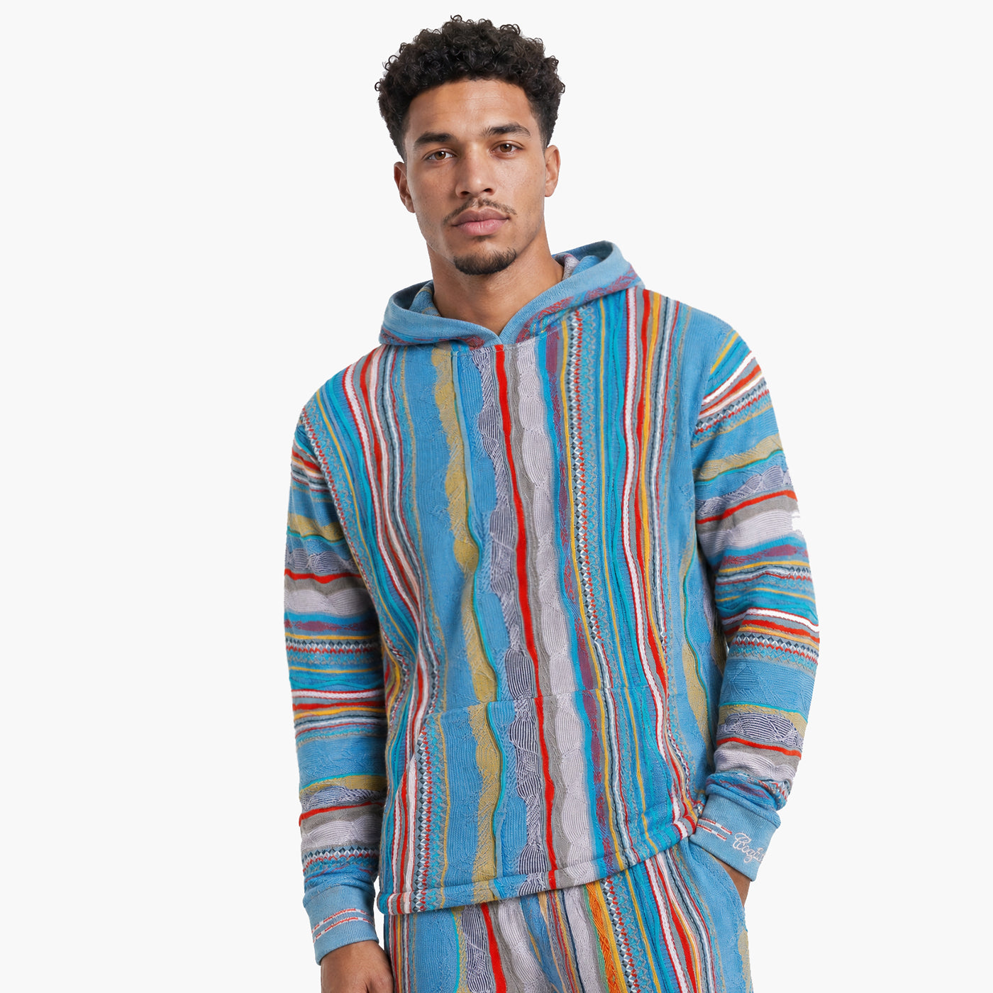 New - COOGI Light Weight Sweater Knit Hoody in Gray and Blue