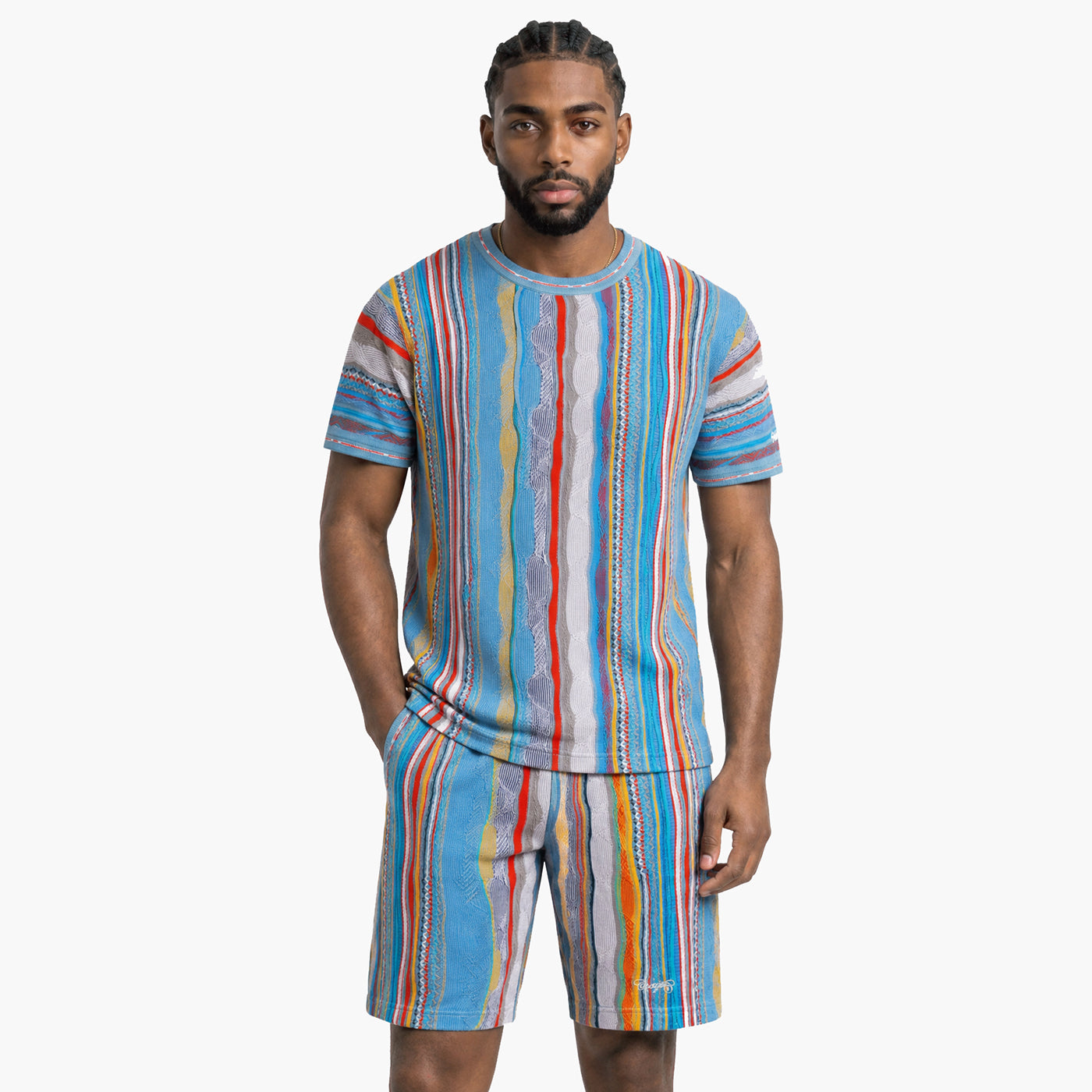 New -COOGI Light Weight Sweater Knit Shorts in Gray and Blue