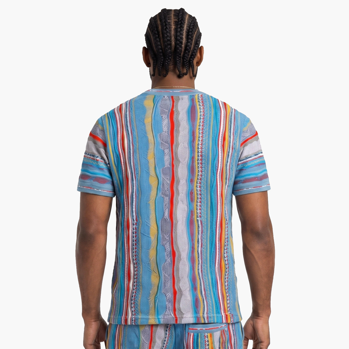 New - COOGI Light Weight Sweater Knit Tee in Gray and Blue