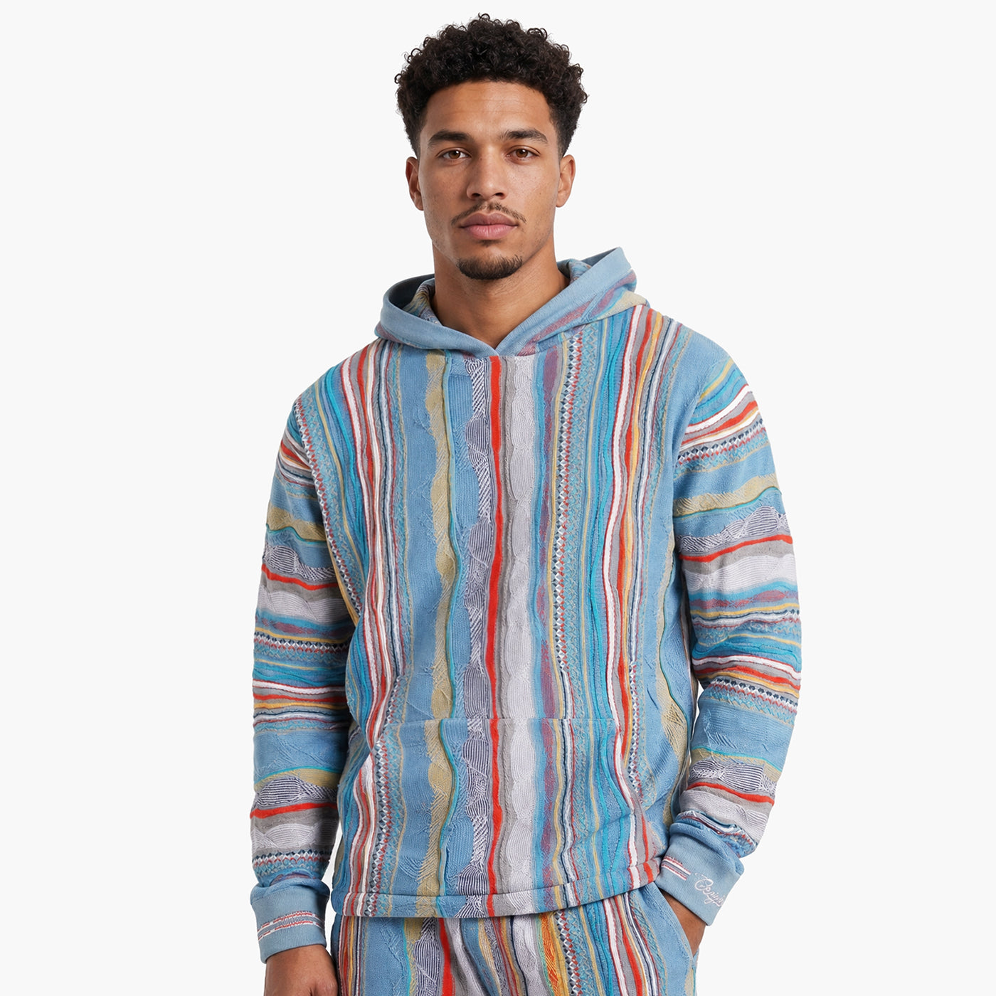 New - COOGI Light Weight Sweater Knit Hoody in Gray and Blue