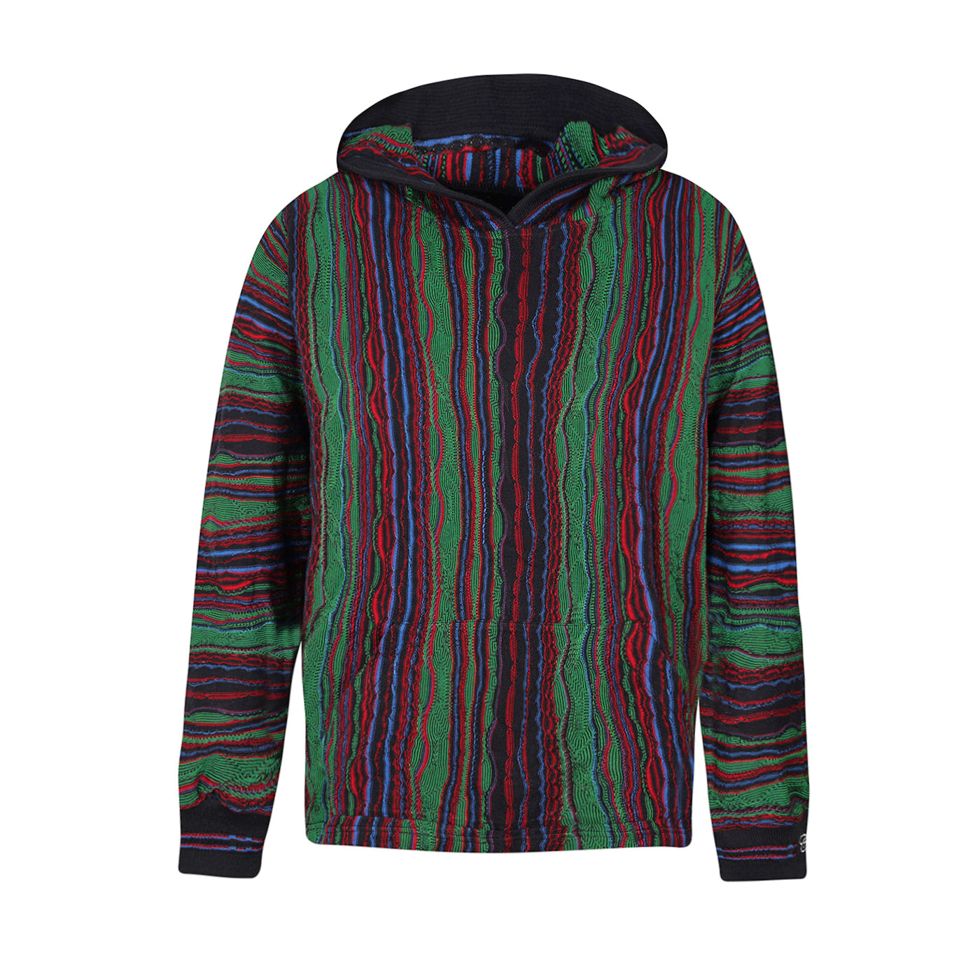 New - COOGI Light Weight Sweater Knit Hoody - Green Multi