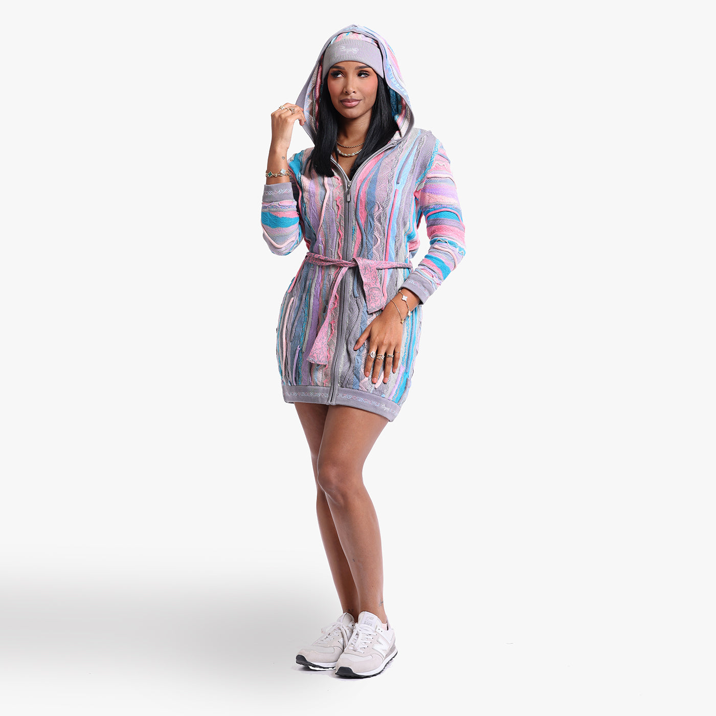New - COOGI Sunburst Zip Hoody Sweater Dress