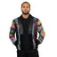 COOGI Leather, Suede and Sweater Pieced Cardigan - Black