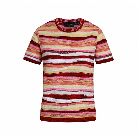 New - COOGI Women's All-Season Knit SS Top - Pink-Yellow