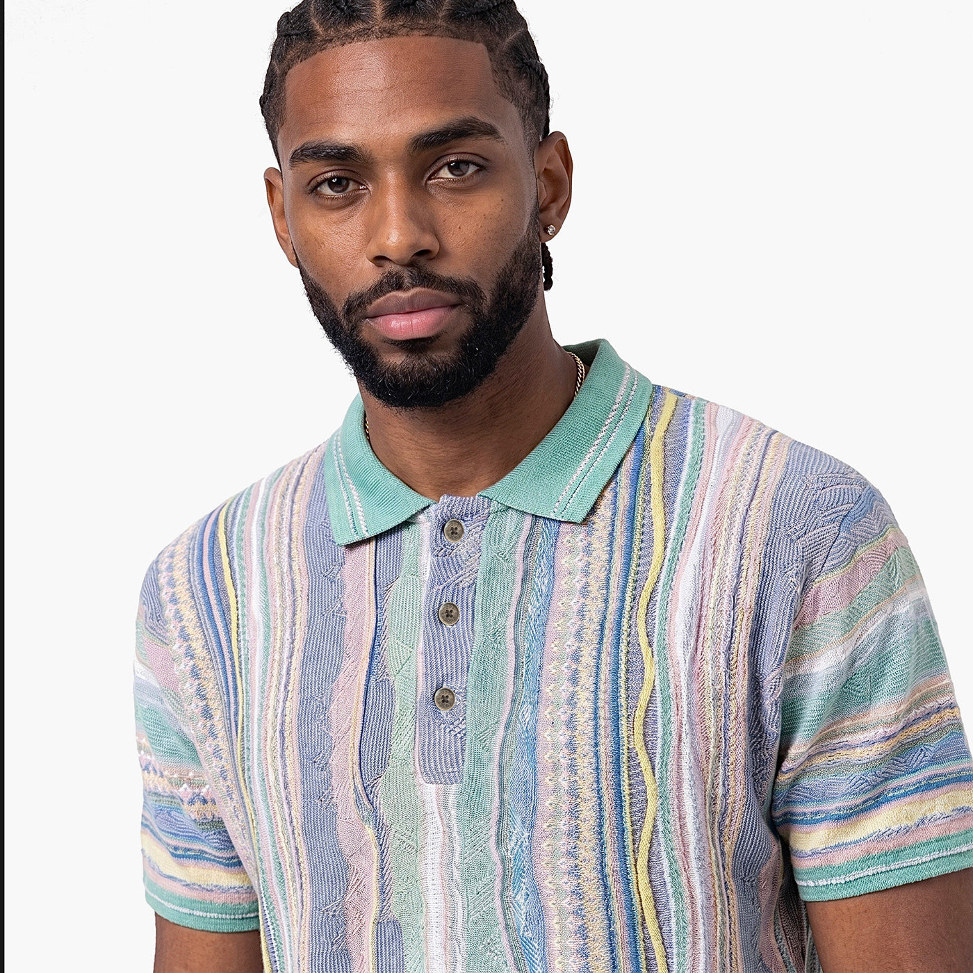 New - COOGI Light Weight Sweater Knit Polo in Pink and Yellow