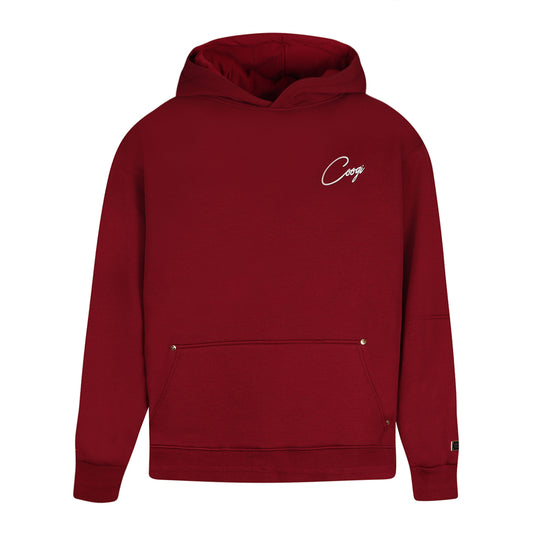 New - COOGI Script Hoody - Oversized - Crimson: COOGI Crown Reserve HeavyLuxe Fleece