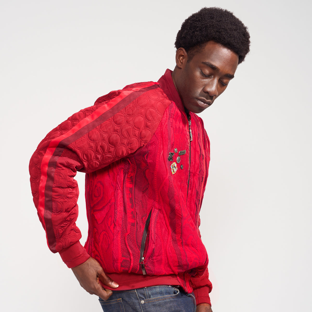 COOGI Sweater Patched Jacket - Red
