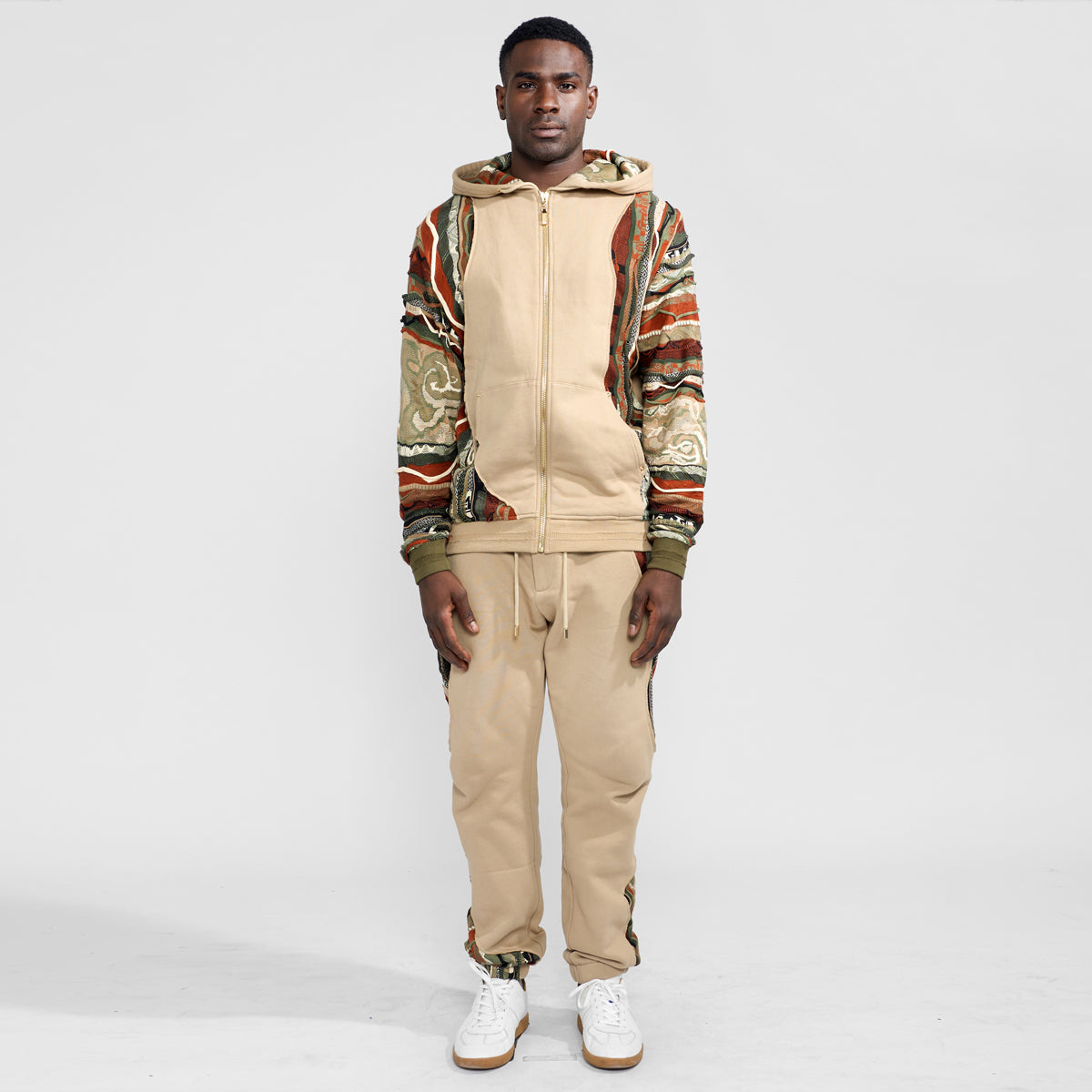COOGI Sweater Pieced Fleece Jogger - Khaki