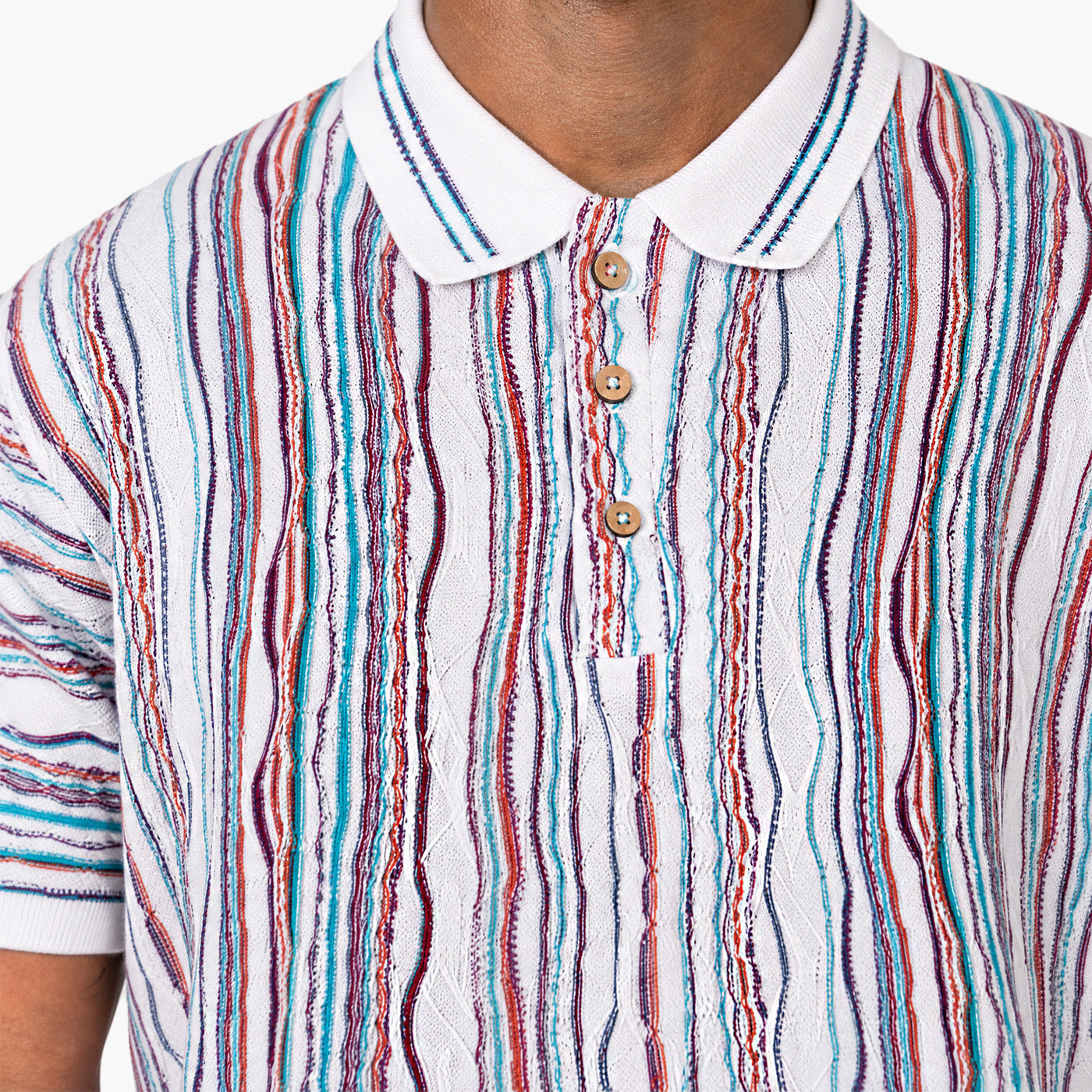 New - COOGI Light Weight Sweater Knit Polo - White Base