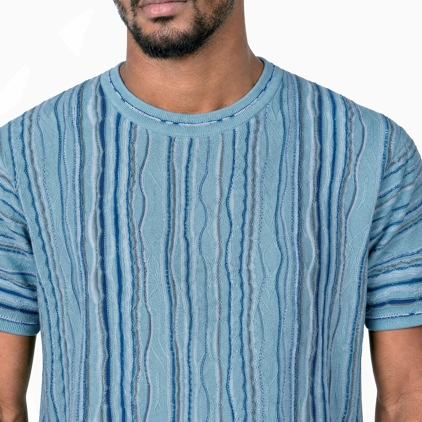 New - COOGI Light Weight Sweater Knit Tee - Blue Base