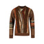 COOGI Leather, Suede and Sweater Pieced Crew - Brown