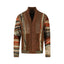 COOGI Leather, Suede and Sweater Pieced Cardigan -Brown