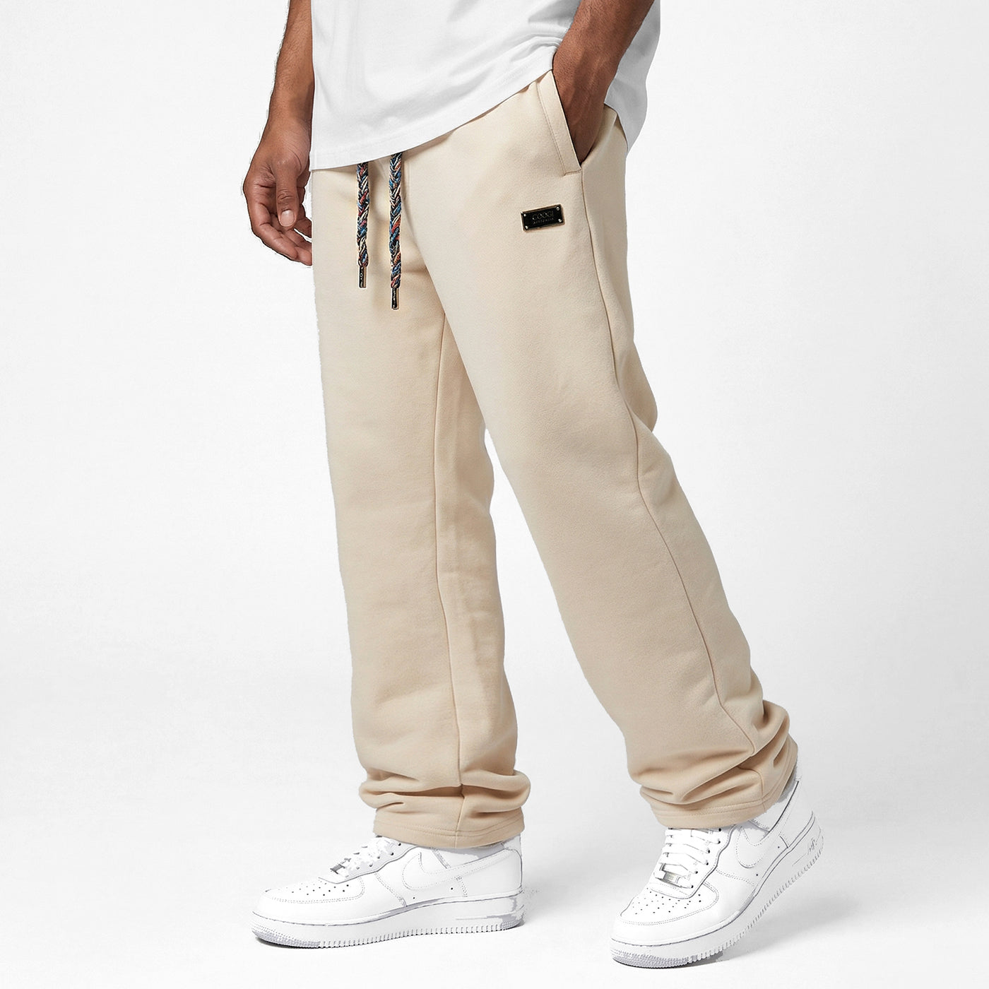 New - COOGI - Block Logo and Statement Sweat Pant - Oversized - Bone: COOGI Crown Reserve HeavyLuxe Fleece