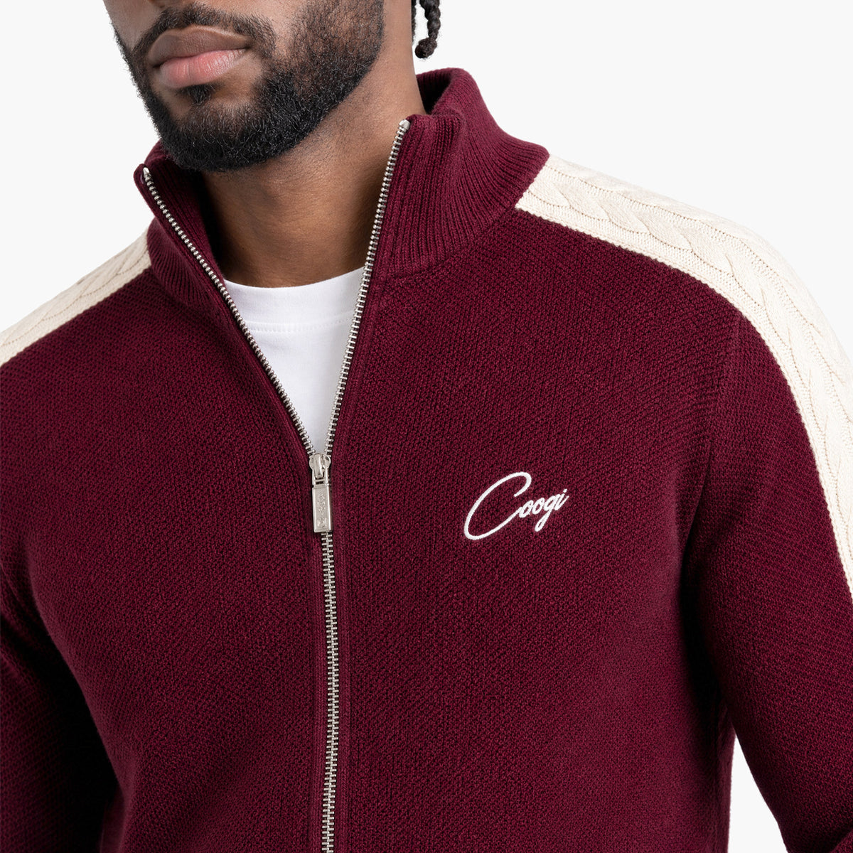 Introducing - COOGI Heavy Weight Fashion Knit Track Jacket - Burgundy