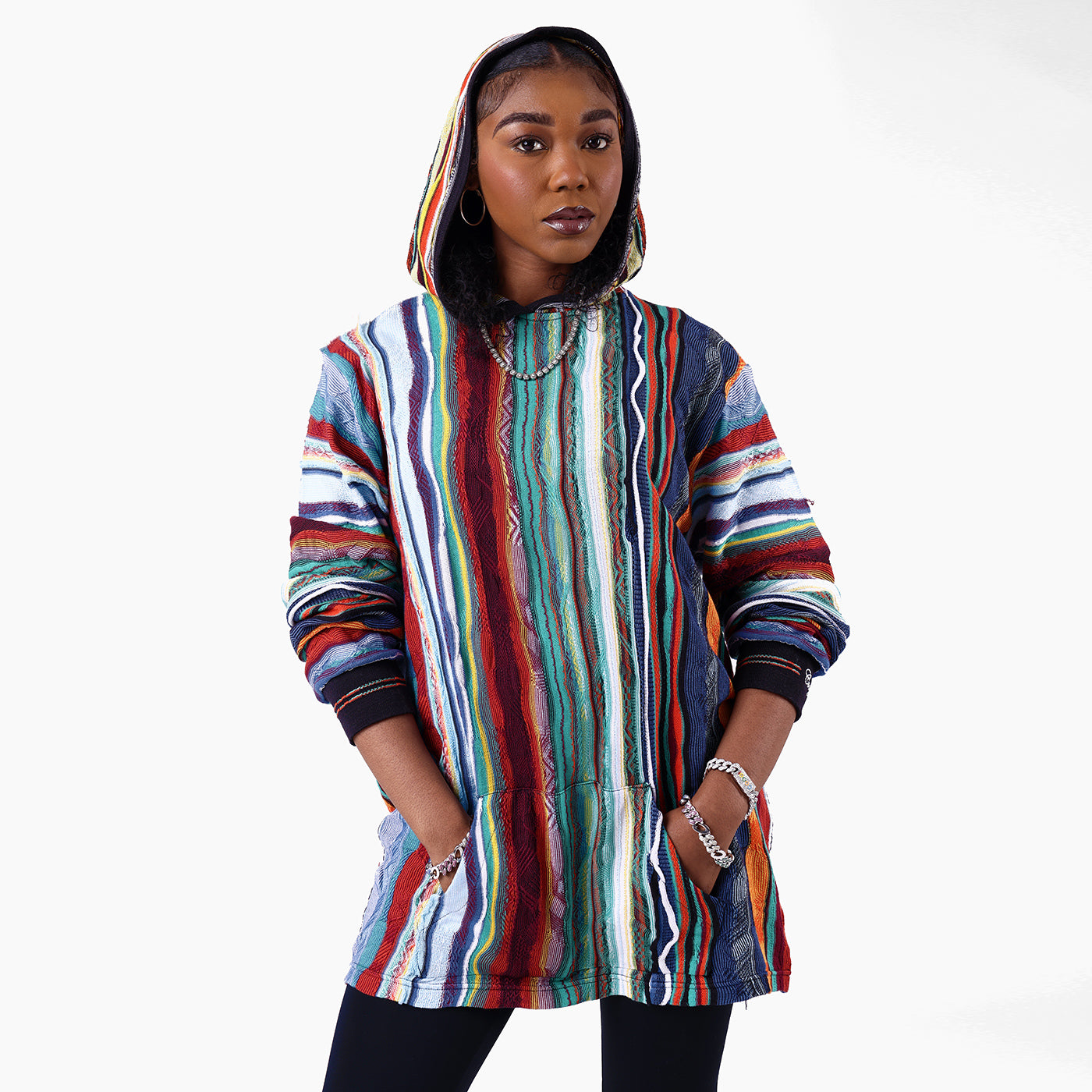 New - COOGI Light Weight Sweater Knit Hoody in Jade Black