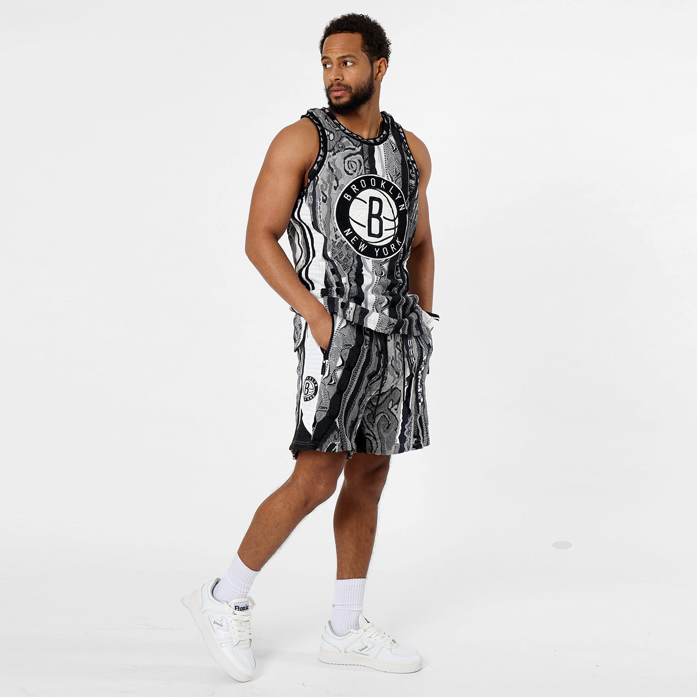New - COOGI X NBA X Protege - Brooklyn Nets Sweater Knit Basketball Shorts