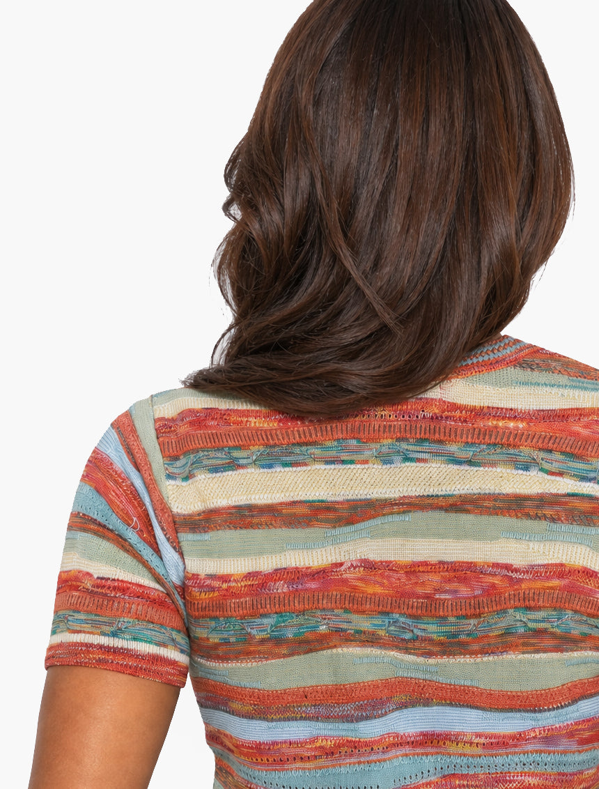 New - COOGI Women's Light Weight Short Sleeve Sweater Knit Top - Multi-Color