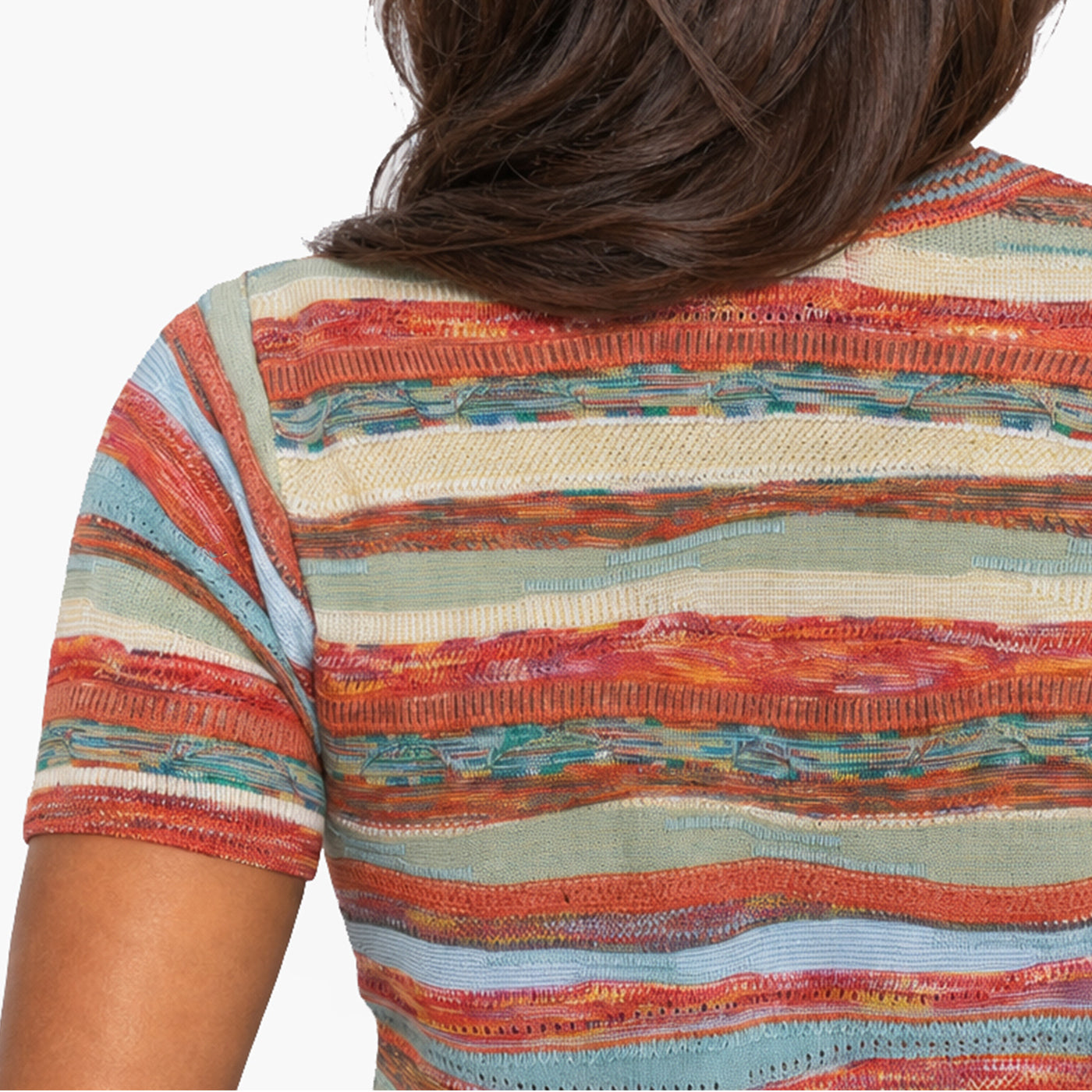 New - COOGI Women's All-Season Short Sleeve Sweater Knit Top - Orange Multi