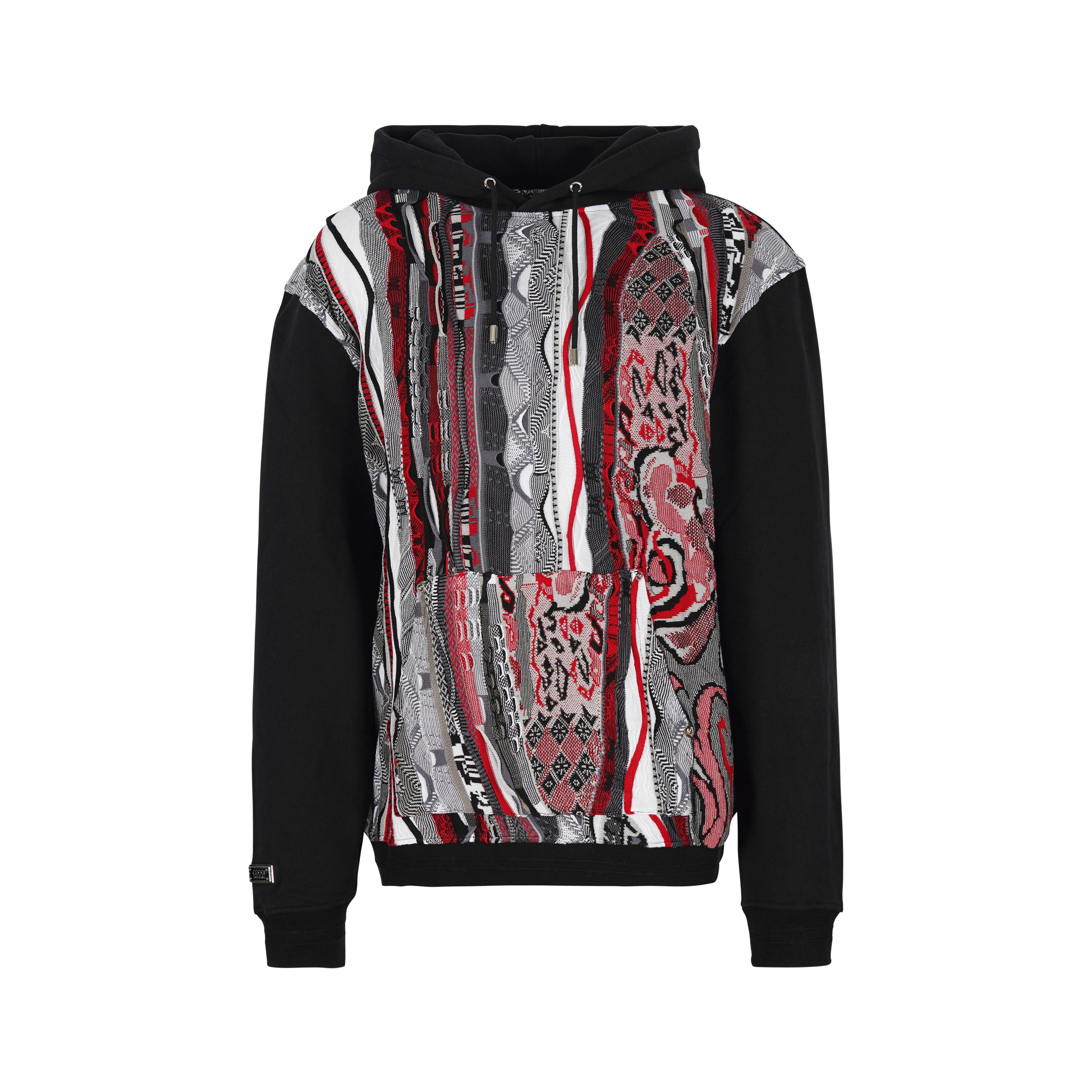 COOGI Sweater Pieced Fleece Hoody Red-Black - Main Image