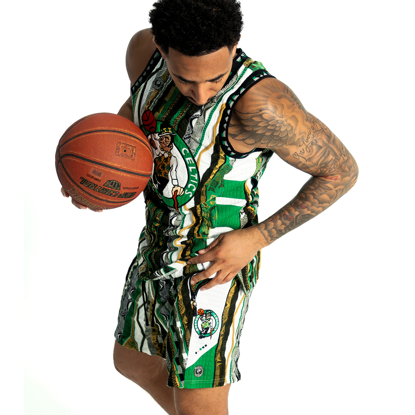 New - COOGI X NBA X Protege - Boston Celtics Sweater Knit Basketball Shorts